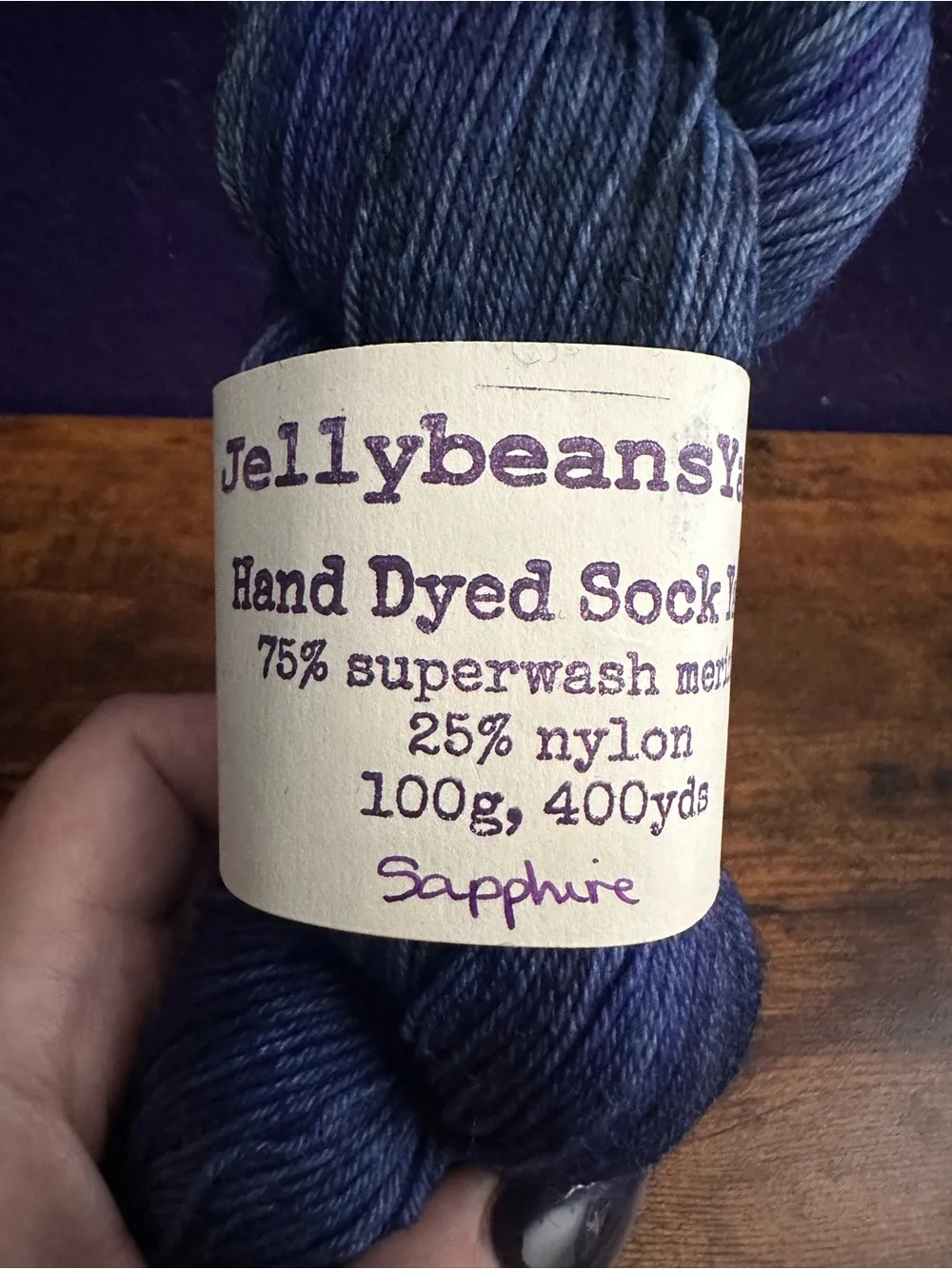 JellybeansYarn Hand Dyed Sock Yarn Sapphire | SW Merino Nylon